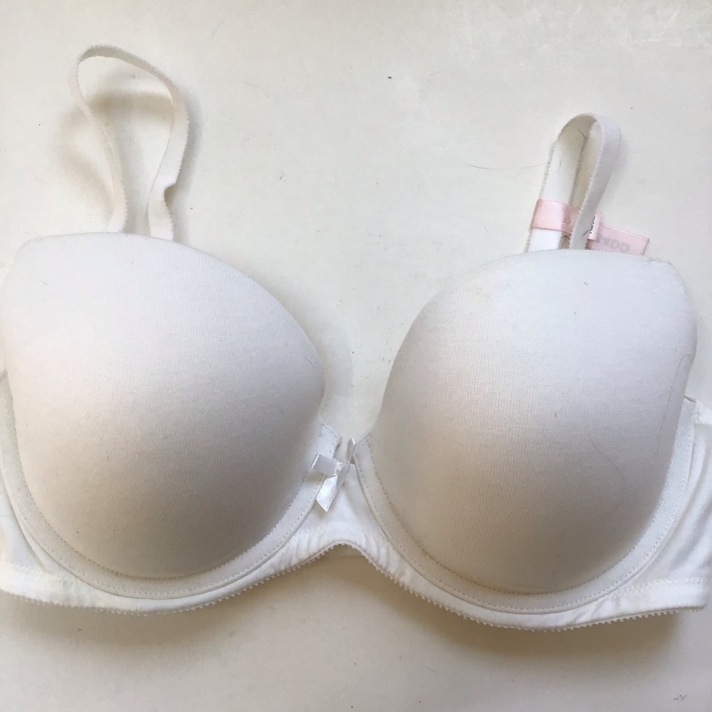 Ambrielle Chic Creamy‎ White Cotton Push Up Padded Demi Bra 34DD NWOT